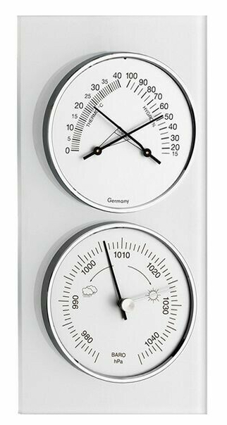 Barom&egrave;tre ext&eacute;rieur thermom&egrave;tre hygrom&egrave;tre en bois et inox