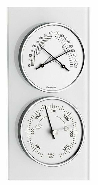 Barom&egrave;tre ext&eacute;rieur thermom&egrave;tre hygrom&egrave;tre en bois et inox