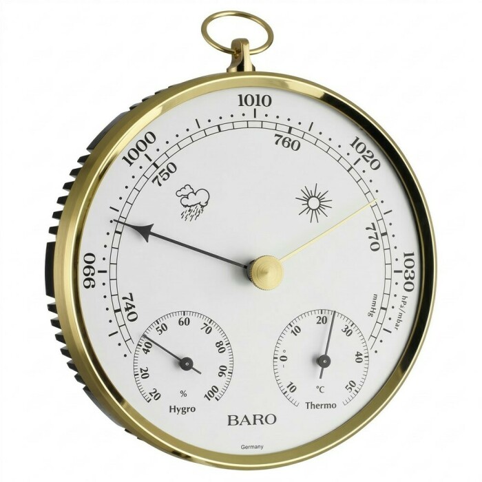 Barom&egrave;tre mural en laiton dor&eacute; thermom&egrave;tre hygrom&egrave;tre