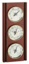 Barom&egrave;tre mural en bois d'acajou thermom&egrave;tre hygrom&egrave;tre