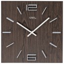 Horloge murale carr&eacute;e &agrave; quartz en bois vein&eacute;