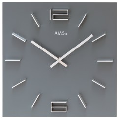 Horloge murale carrée à quartz en bois teinté gris