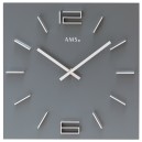 Horloge murale carr&eacute;e &agrave; quartz en bois teint&eacute; gris