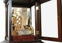 Pendule de table m&eacute;canique haut de gamme en bois chiffres romains porte ouverte face arri&egrave;re