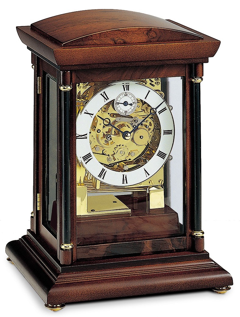 Pendule de table m&eacute;canique haut de gamme en bois chiffres romains