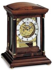 Pendule de table mécanique haut de gamme en bois chiffres romains