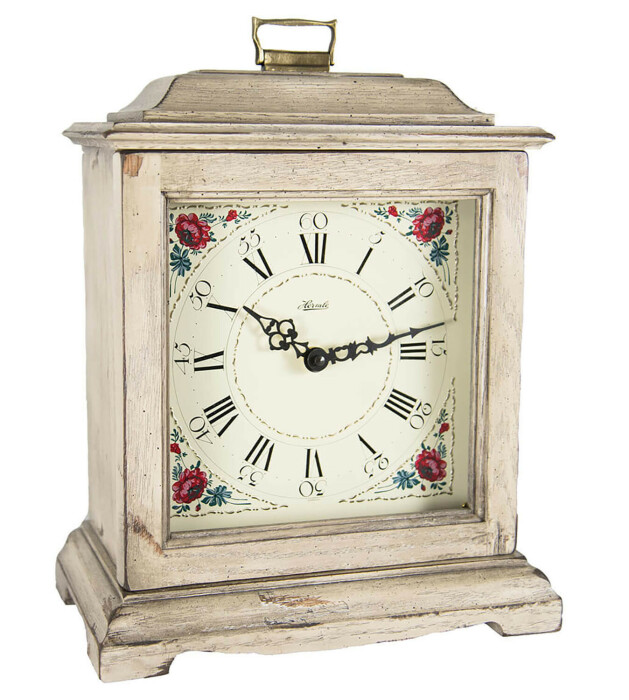 Pendule à poser en bois beige de style vintage