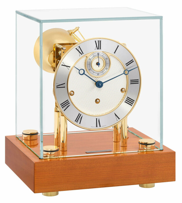 Pendule de table à sonnerie Westminster sur cloche Chigwell socle en merisier
