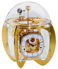 Pendule mécanique à poser astronomique dorée Tellurium IV