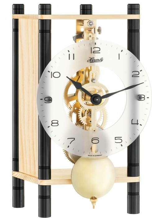 Pendule à poser mécanique noir et bois