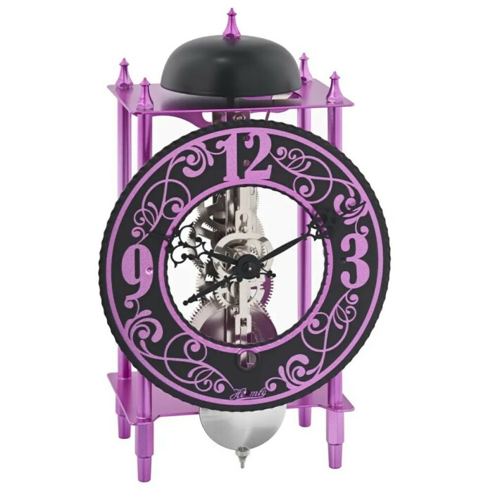 Pendule squelette Hermle avec cloche violet ou vert