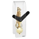 Pendule squelette Hermle dor&eacute;e acrylique transparent grosses aiguilles noires