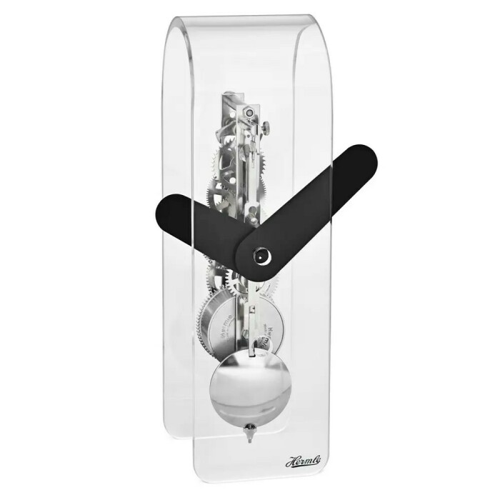 Pendule squelette Hermle acrylique transparent grosses aiguilles noires