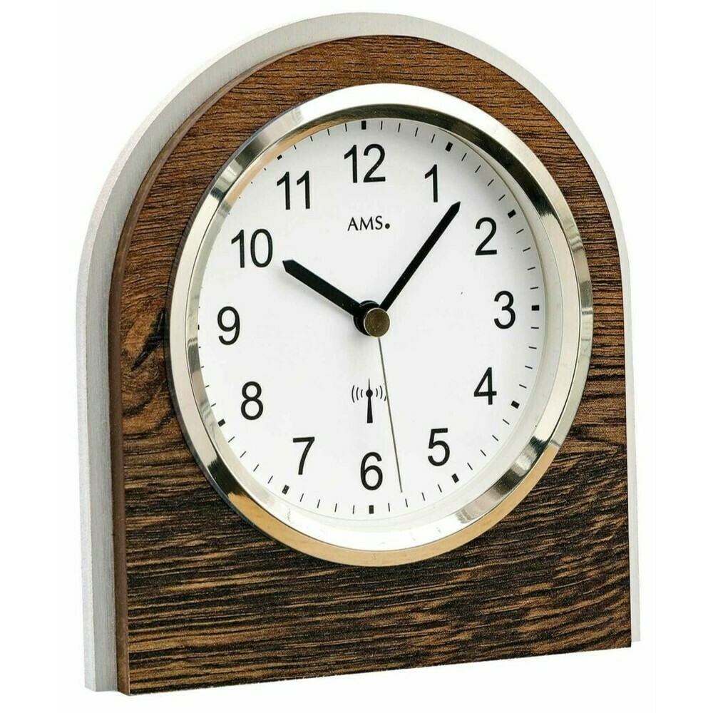 Pendule &agrave; poser en bois de noyer moderne radio-pilot&eacute;e