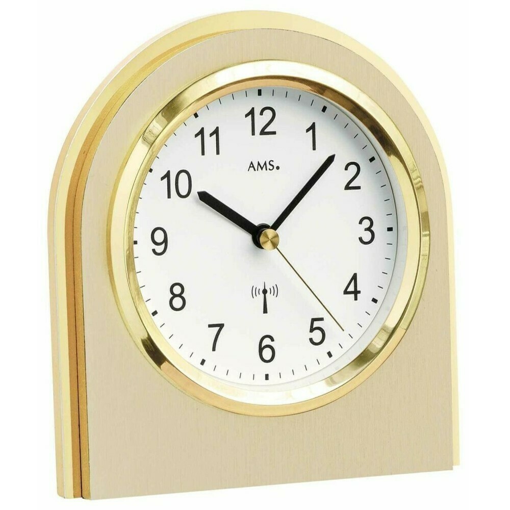 Pendule &agrave; poser dor&eacute;e en bois moderne radio-pilot&eacute;e