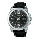 Montre Casio avec date bracelet en cuir noir