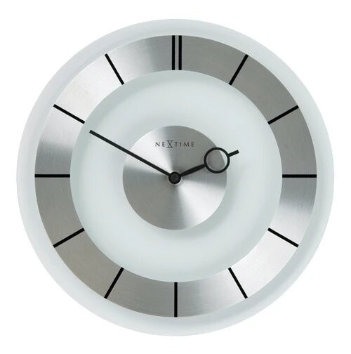 Pendule murale silencieuse en verre et aluminium