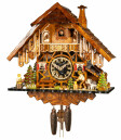 Horloge coucou m&eacute;canique 8 jours b&ucirc;cheron et hibou 35 cm