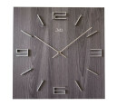 Pendule murale carr&eacute;e en bois chiffres en relief 40 cm noyer