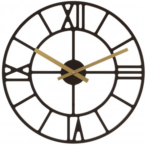 Horloge murale moderne chiffres romains noire et dorée