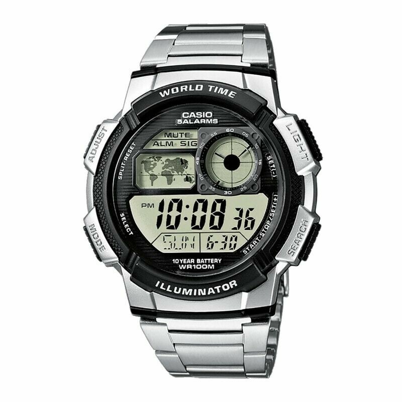 Montre sportive Casio chronom&egrave;tre bracelet m&eacute;tal