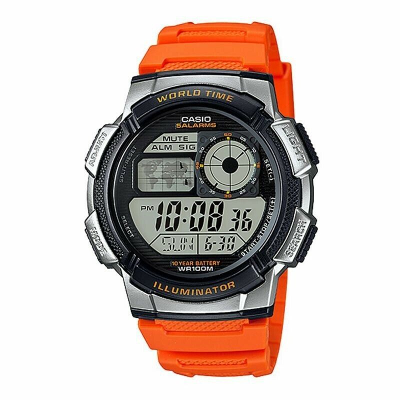 Montre sportive Casio chronom&egrave;tre bracelet orange