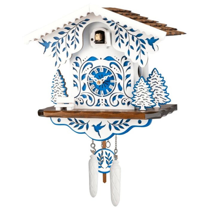 Horloge coucou moderne bleu et blanc