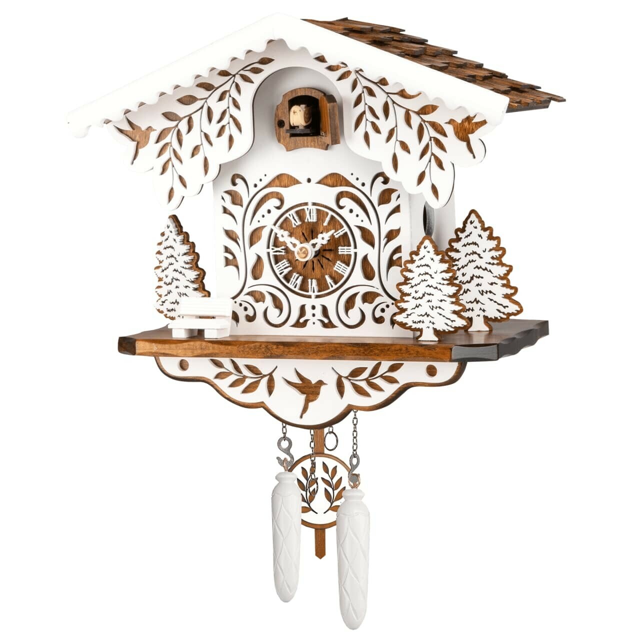 Horloge coucou moderne marron et blanc