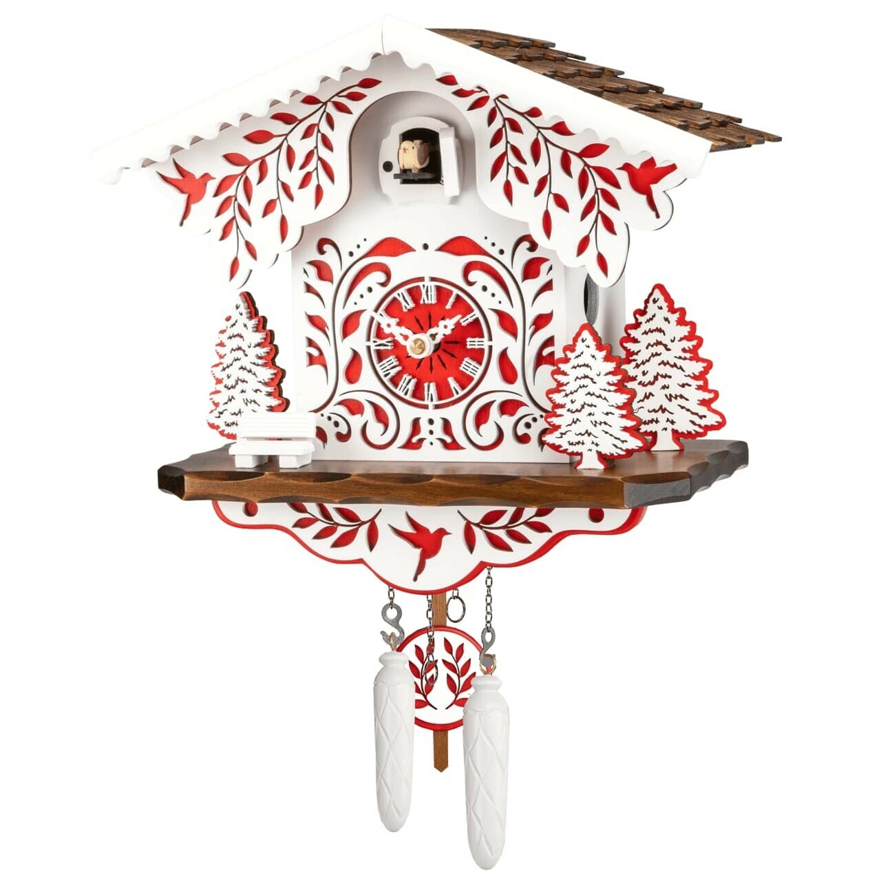 Horloge coucou moderne rouge et blanc