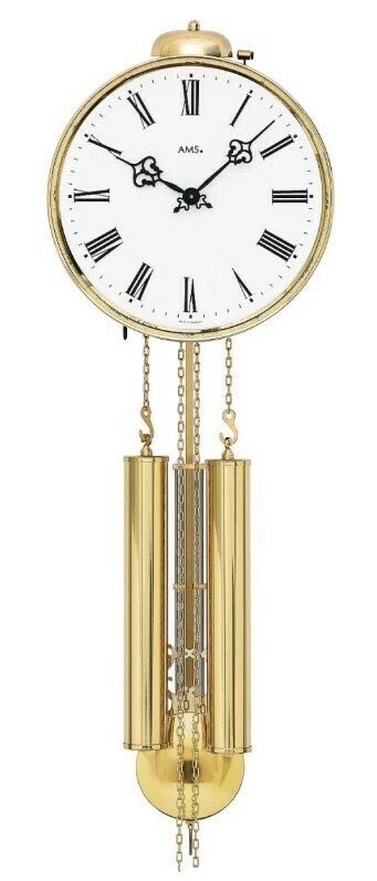 Pendule murale m&eacute;canique en laiton avec arr&ecirc;t de sonnerie