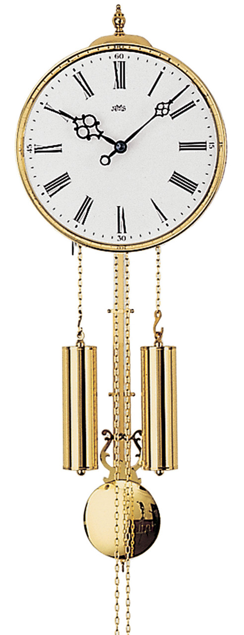 Pendule murale m&eacute;canique en laiton avec arr&ecirc;t de sonnerie