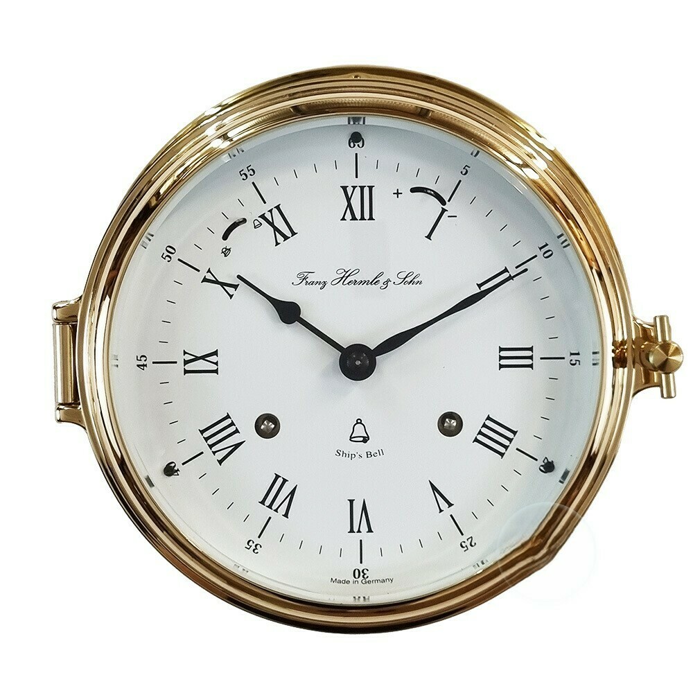 Horloge marine m&eacute;canique en laiton massif