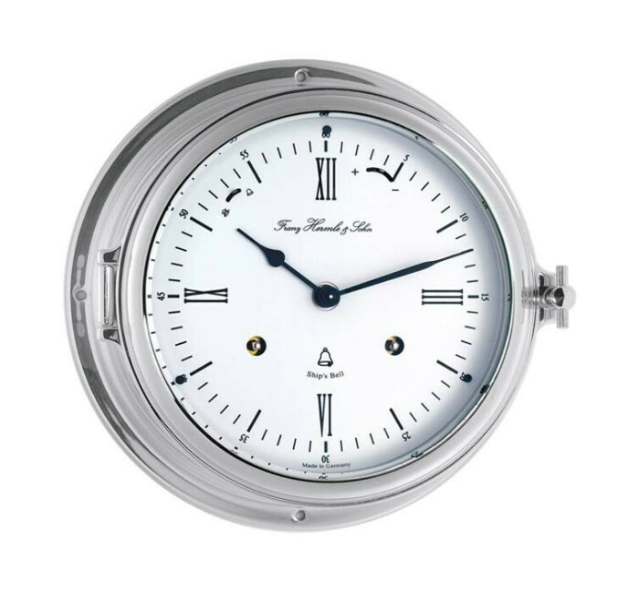 Horloge marine mécanique en laiton massif argenté