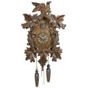 Horloge coucou musical de la For&ecirc;t-Noire sculpt&eacute; avec oiseaux et feuilles