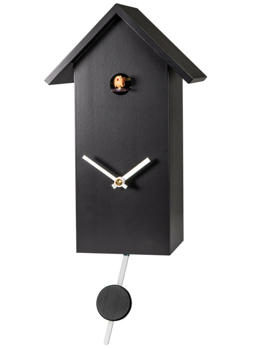 Horloge coucou moderne noire à piles