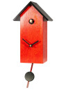 Horloge coucou moderne rouge &agrave; piles toit noir