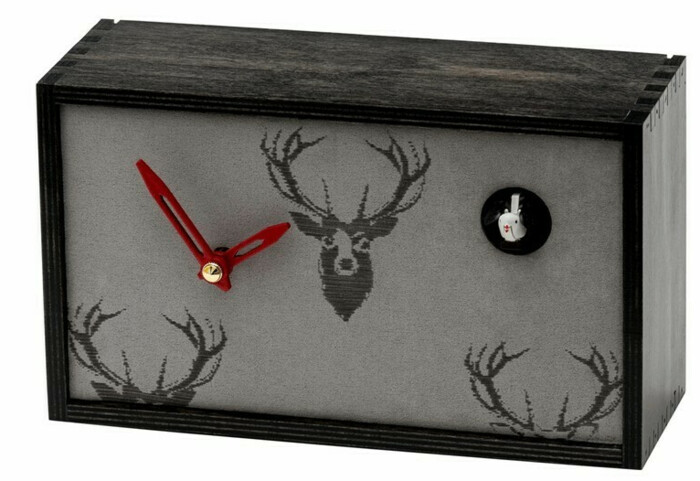 Horloge coucou musical à poser en bois gris 24 cm