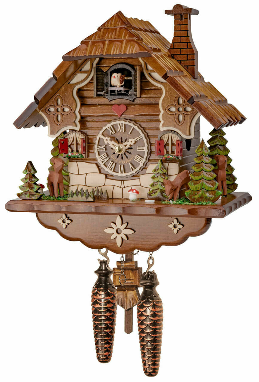 Horloge coucou chalet &agrave; piles c&oelig;ur rouge