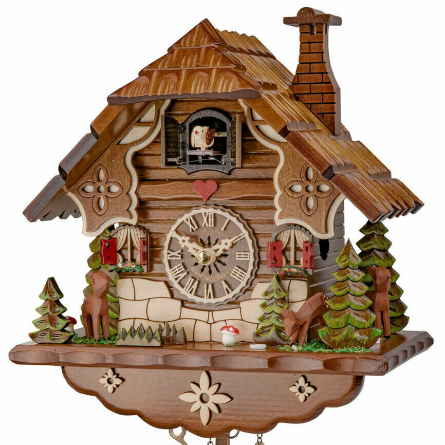 Horloge coucou chalet &agrave; piles c&oelig;ur rouge_zoom