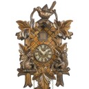 Horloge coucou de la For&ecirc;t-Noire sculpt&eacute; avec &eacute;cureuils et oiseaux zoom