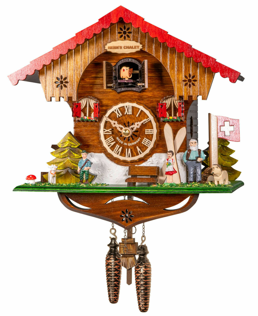 Horloge coucou &agrave; piles collection chalet Heidi 25 cm