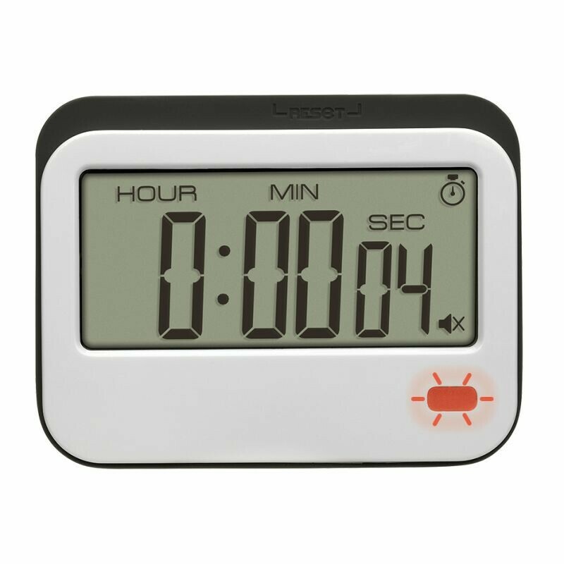 Minuteur digital gris sonore lumineux vibrant en silicone