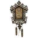 Horloge coucou de la For&ecirc;t-Noire &agrave; pile sculpt&eacute; avec feuilles d'&eacute;rable