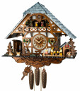 Horloge coucou m&eacute;canique musical 8 jours chalet buveurs de bi&egrave;re 43 cm