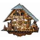 Horloge coucou musical &agrave; piles chalet buveurs de bi&egrave;re 43 cm_zoom