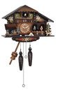 Horloge coucou &agrave; m&eacute;lodie chalet en bois fleuri