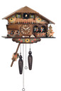 Horloge coucou &agrave; m&eacute;lodie bois clair fleurs color&eacute;es