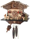 Horloge coucou m&eacute;canique chalet 1 jour b&ucirc;cheron et petit chien