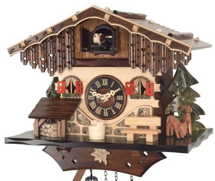Horloge coucou à piles chalet chiots 22 cm_zoom