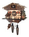 Horloge coucou &agrave; piles chalet chiots 22 cm